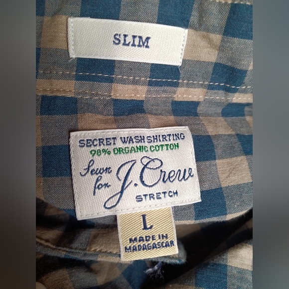 🆕 J.Crew | Slim Fit Check Print Button Down Long Sleeve Casual Shirt Size Large - Picture 5 of 6